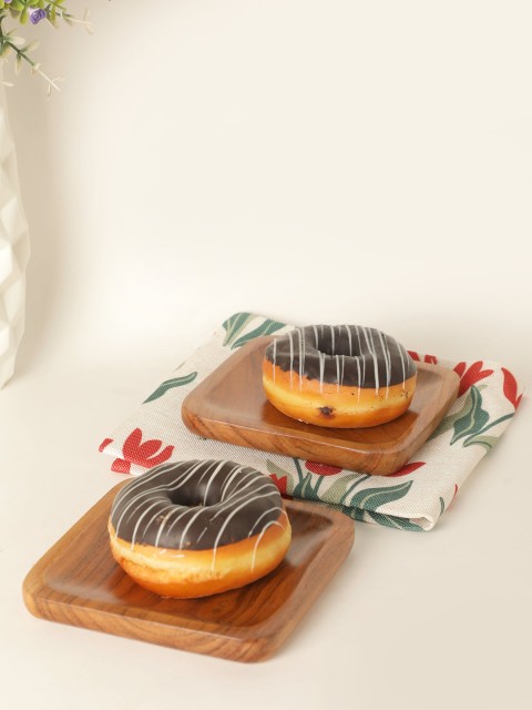 

Nurture India Set of 2 Brown Wooden Serving Plates