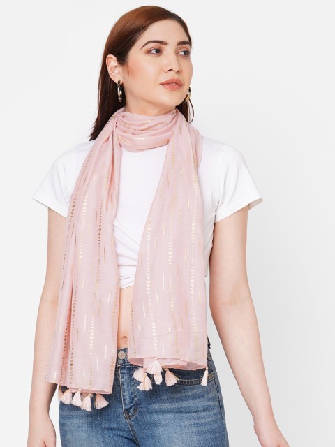 

Get Wrapped Women Pink & Gold-Toned Printed Scarf