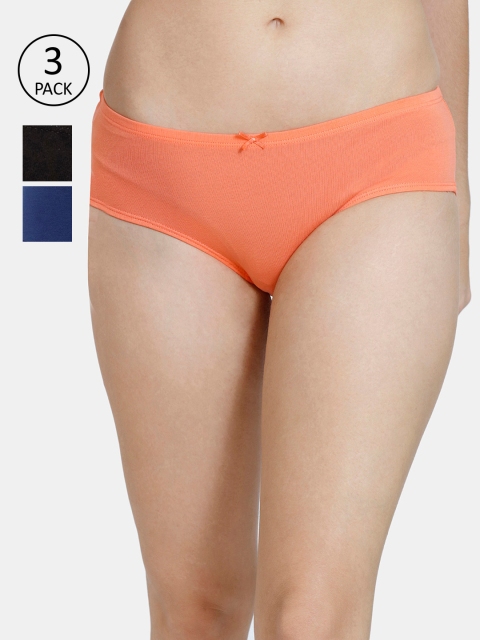 

Zivame Women Pack Of 3 Assorted Cotton Hipster Briefs