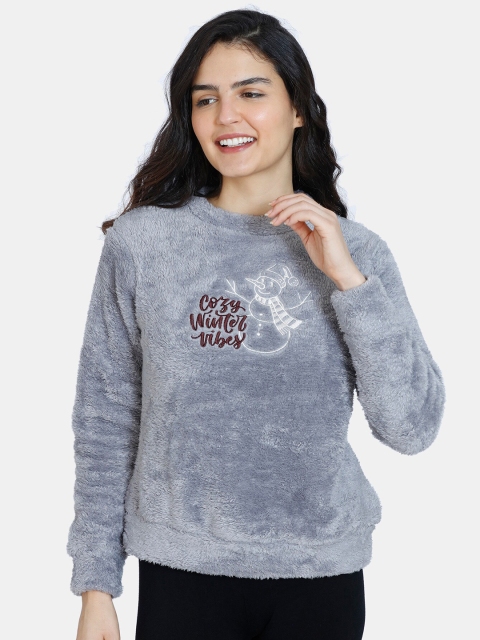 

Zivame Women Grey Printed Sweatshirt