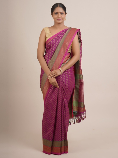 

Pothys Purple & Green Floral Pure Silk Banarasi Saree