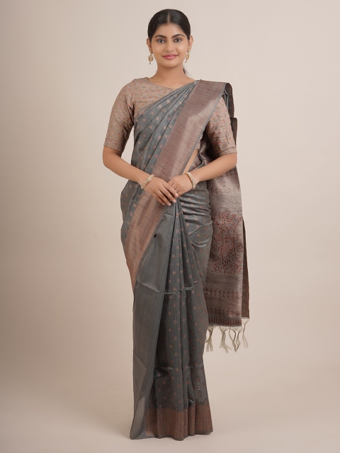 

Pothys Grey & Golden Floral Zari Pure Silk Saree