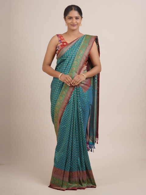 

Pothys Blue & Green Woven Design Zari Pure Silk Saree