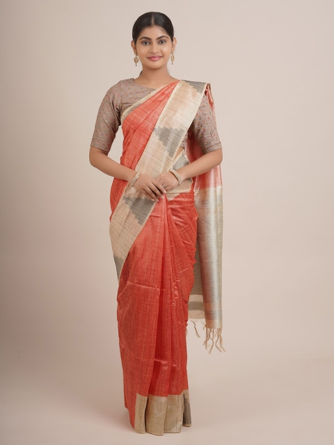 

Pothys Orange & Peach-Coloured Woven Design Art Silk Saree