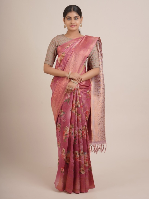 

Pothys Pink & Gold-Toned Woven Design Zari Pure Silk Saree