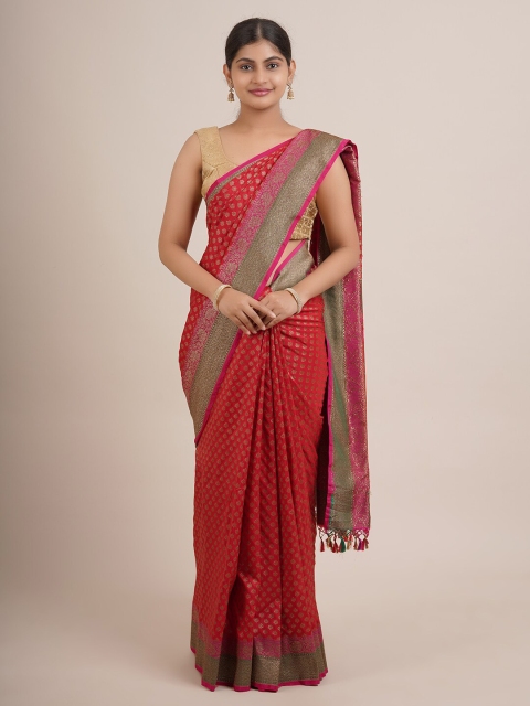 

Pothys Red & Green Woven Design Zari Pure Silk Saree