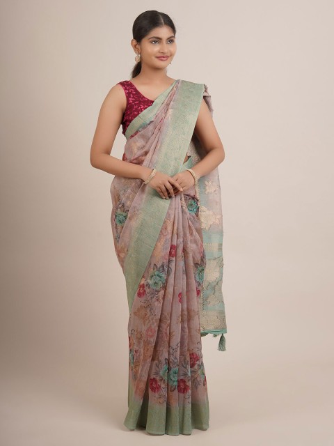 

Pothys Grey & Gold-Toned Woven Design Zari Pure Silk Saree
