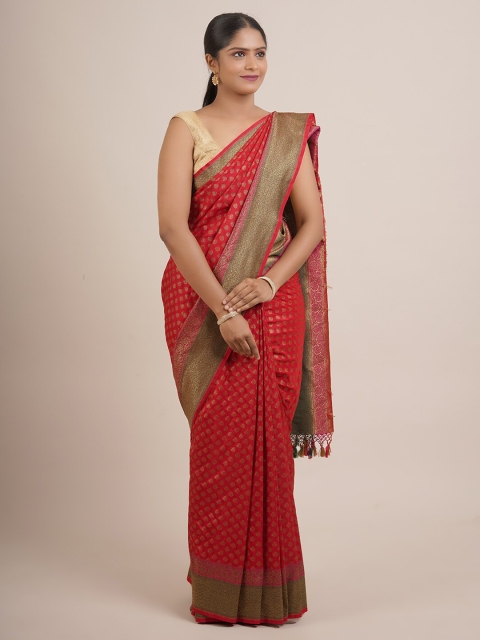 

Pothys Red & Green Woven Design Zari Pure Silk Saree