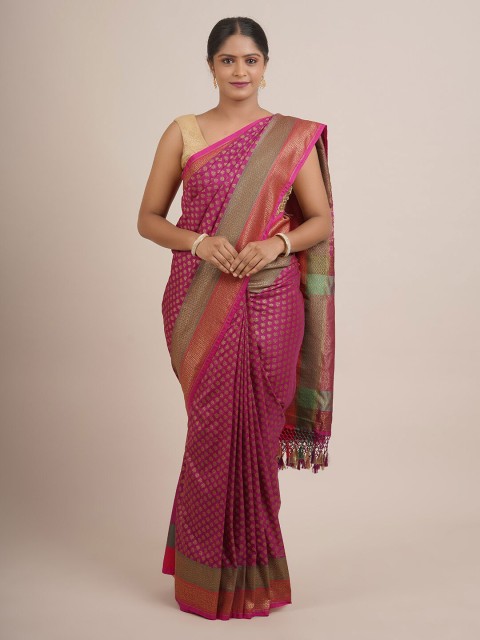 

Pothys Purple & Green Woven Design Zari Pure Silk Saree