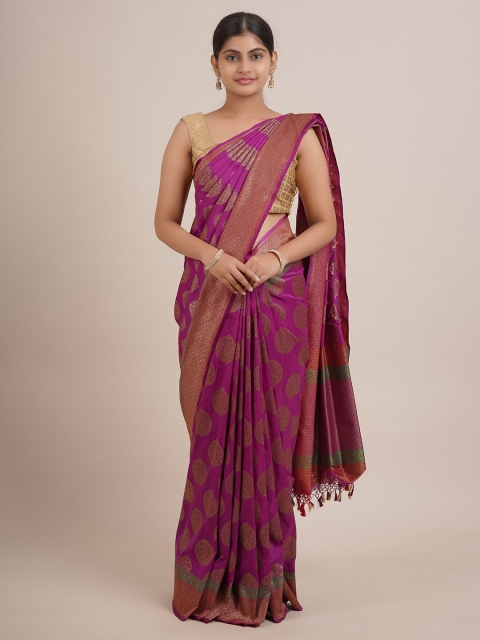 

Pothys Pink & Gold-Toned Ethnic Motifs Pure Silk Banarasi Saree