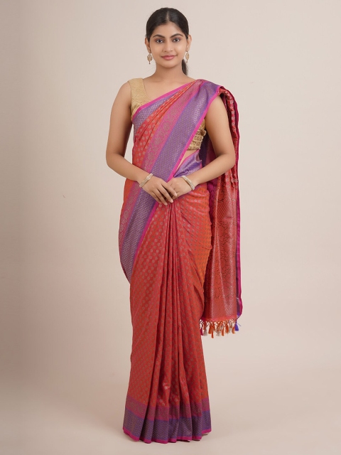 

Pothys Magenta & Golden Ethnic Motifs Zari Pure Silk Banarasi Saree