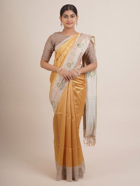 

Pothys Yellow & Green Pure Silk Saree