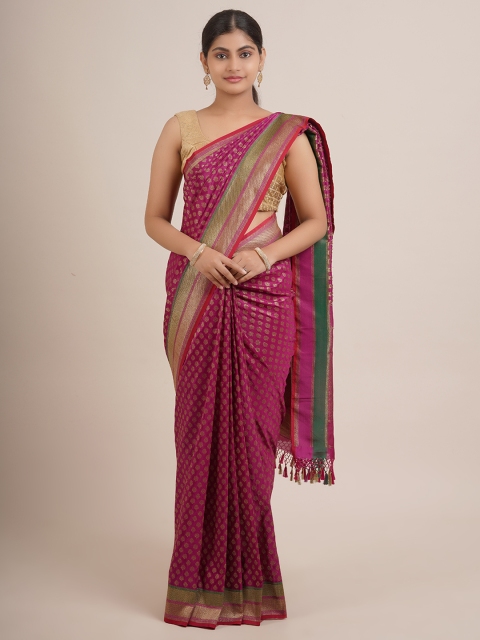 

Pothys Pink & Green Ethnic Motifs Pure Silk Saree