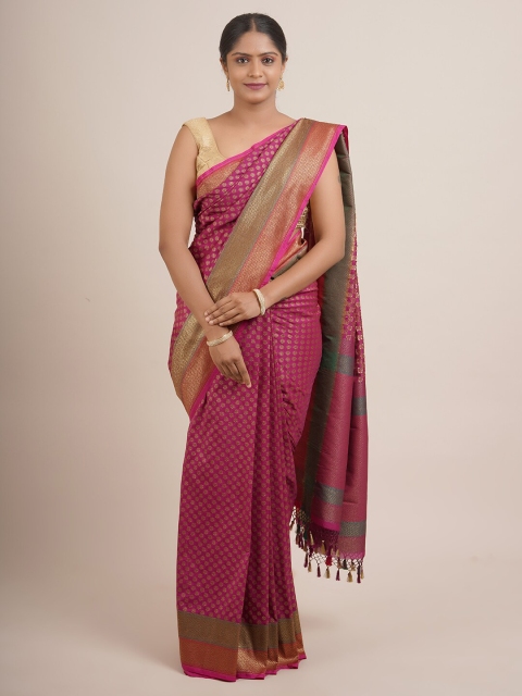 

Pothys Magenta & Green Floral Pure Silk Saree