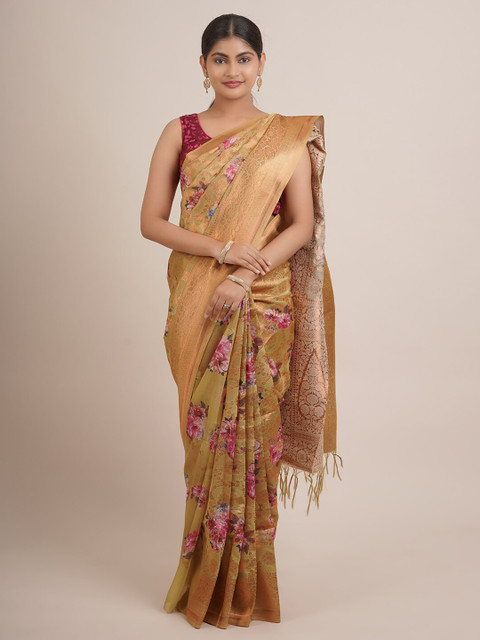 

Pothys Green & Pink Floral Woven Design Pure Silk Saree