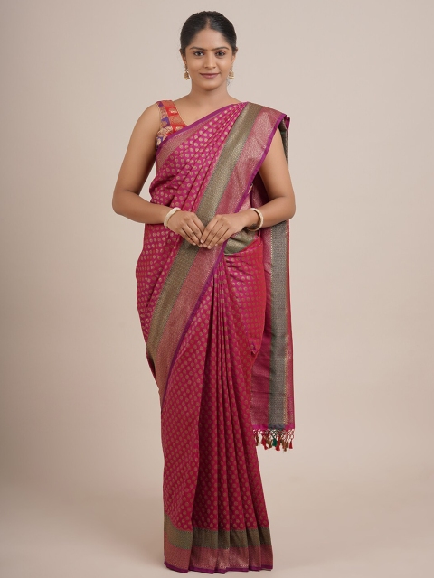 

Pothys Purple & Green Ethnic Motifs Pure Silk Banarasi Saree