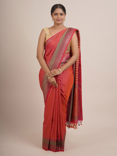 

Pothys Pink & Green Ethnic Motifs Pure Silk Banarasi Saree