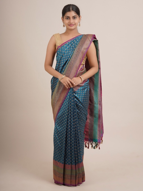 

Pothys Blue & Purple Woven Design Pure Silk Saree
