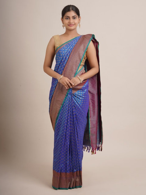 

Pothys Blue & Purple Woven Design Zari Pure Silk Saree