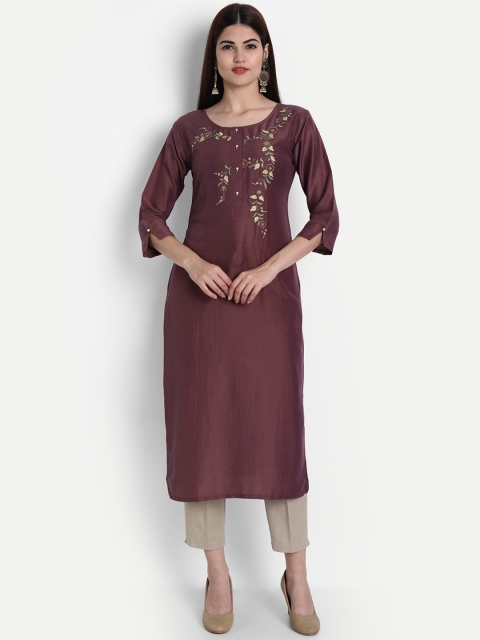 

arangya Women Purple Thread Work Kurta