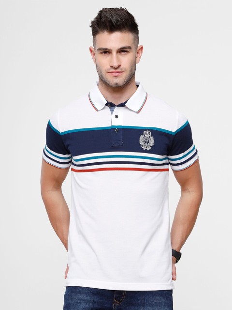 

Classic Polo Men White Colourblocked Polo Collar Applique Slim Fit T-shirt