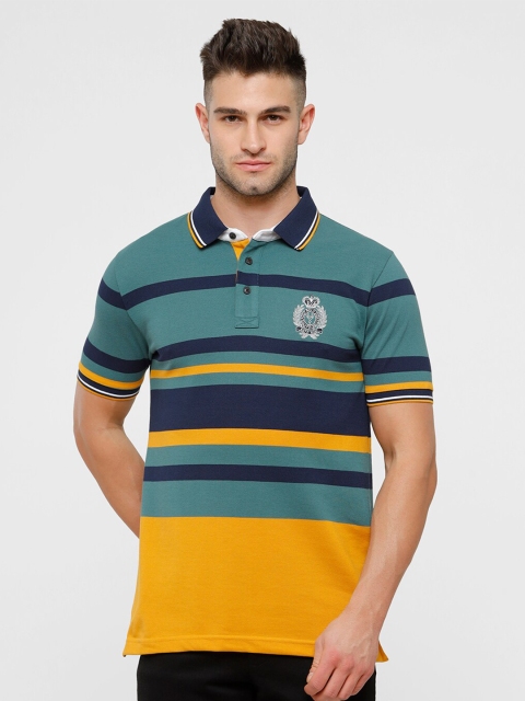 

Classic Polo Men Multicoloured Striped Polo Collar Applique Slim Fit T-shirt, Multi