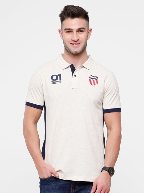 

Classic Polo Men White Polo Collar Applique Pure Cotton Slim Fit T-shirt