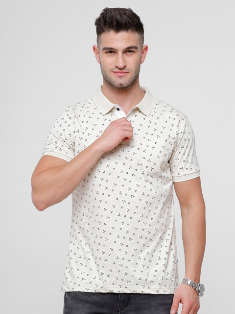 

Classic Polo Men White Printed Polo Collar Slim Fit T-shirt