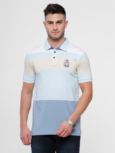 

Classic Polo Men Blue Colourblocked Cotton Slim Fit T-shirt