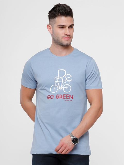 

Classic Polo Men Blue Typography Printed Applique Slim Fit T-shirt