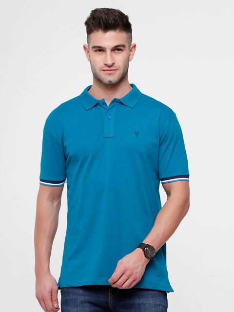 

Classic Polo Men Blue Polo Collar Slim Fit Pure Cotton T-shirt