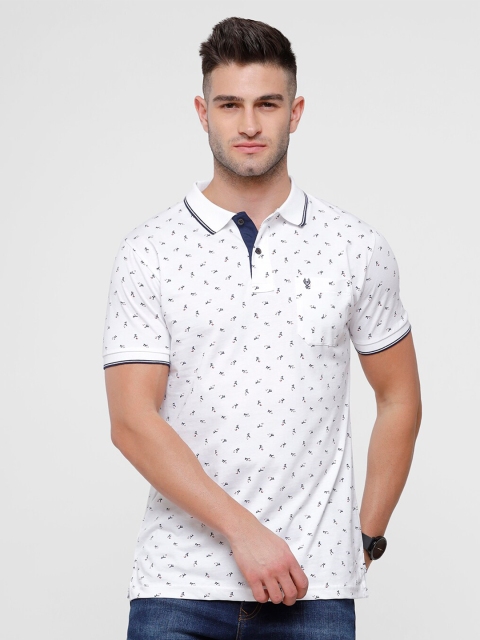 

Classic Polo Men White Printed Polo Collar Slim Fit T-shirt