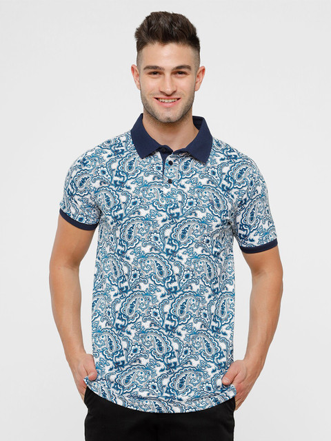 

Swiss Club Men Blue Ethnic Motifs Printed Slim Fit Cotton T-shirt