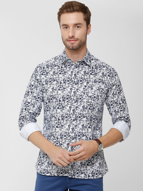 

Swiss Club Men Navy Blue Slim Fit Floral Printed Cotton Casual Shirt