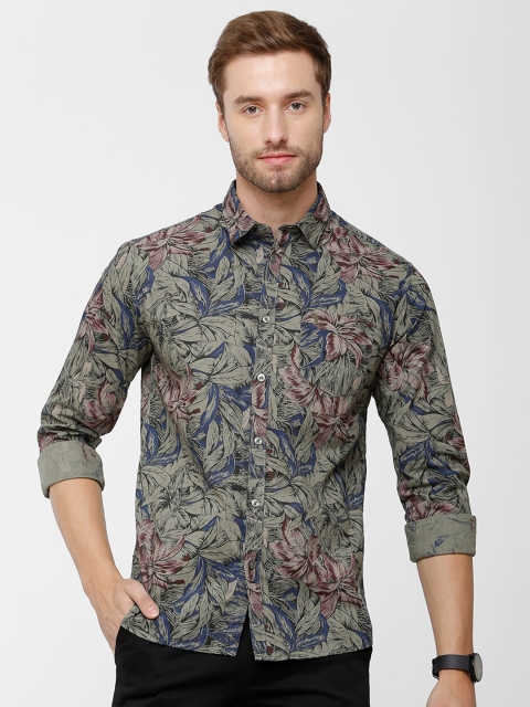 

Swiss Club Men Green Slim Fit Floral Printed Casual Shirt
