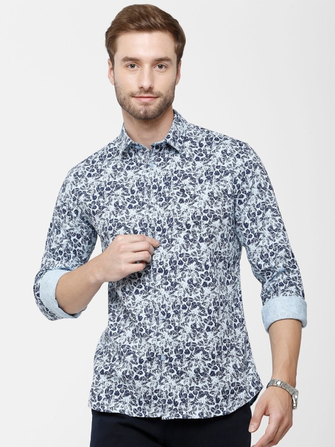 

Swiss Club Men Blue & White Slim Fit Floral Printed Casual Shirt