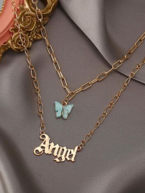 

Vembley Women Set Of 2 Gold-Plated Layered Chained Necklace