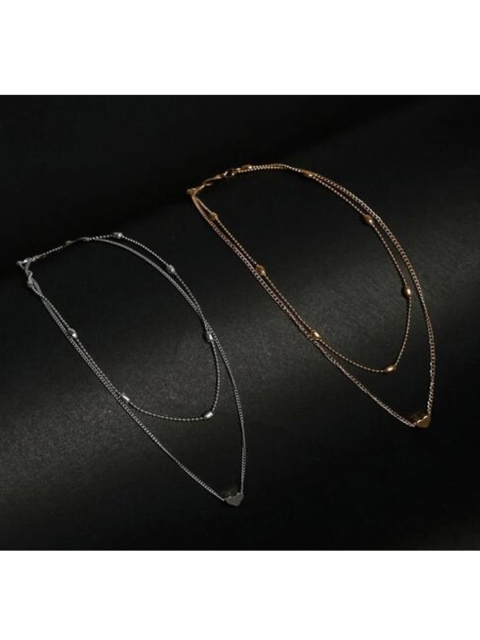 

Vembley Pack of 2 Gold-Toned & Silver-Toned Gold-Plated Layered Necklace