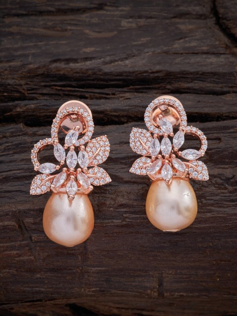 

Kushal's Fashion Jewellery White & Rose Gold Plated Contemporary Drop Earrings