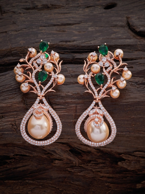 

Kushal's Fashion Jewellery Green Teardrop Shaped Drop Earrings