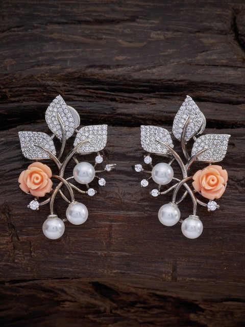 

Kushal's Fashion Jewellery White & Coral Floral Drop Earrings