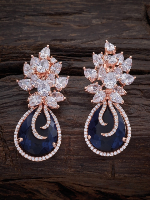 

Kushal's Fashion Jewellery Blue Rose Gold-Plated Contemporary Drop Earrings