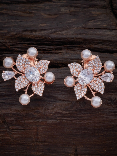 

Kushal's Fashion Jewellery White Floral Studs