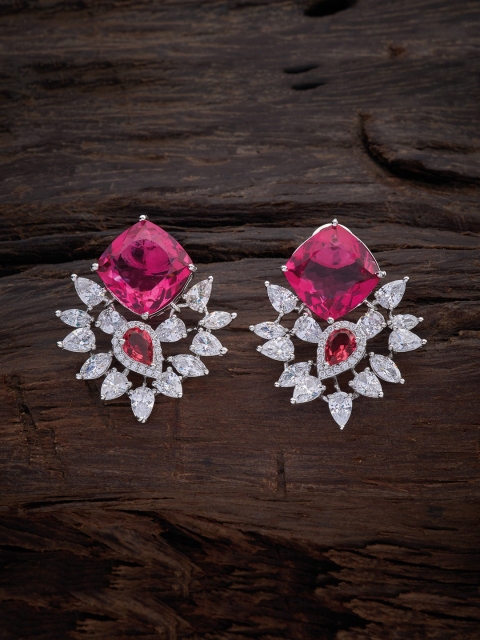 

Kushal's Fashion Jewellery Silver-Toned & Pink Contemporary Studs Earrings
