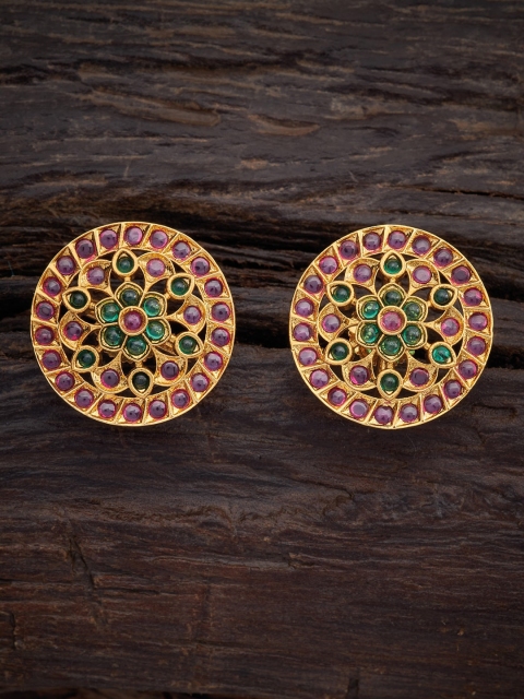 

Kushal's Fashion Jewellery Red & Gold-Plated Circular Studs Earrings