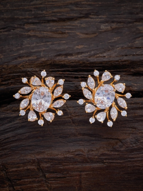 

Kushal's Fashion Jewellery White & Gold-Plated Circular Studs Earrings