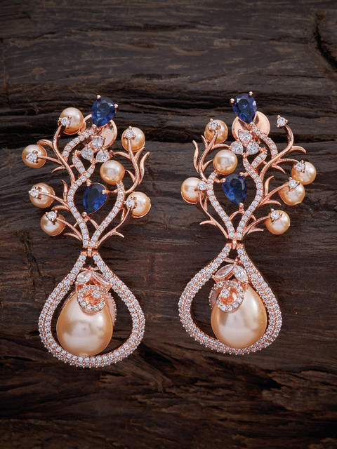 

Kushal's Fashion Jewellery Blue Teardrop Shaped Studs Earrings