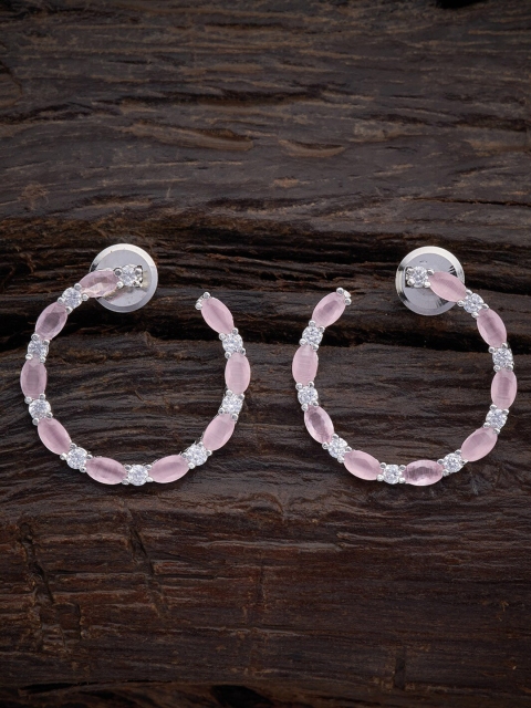 

Kushal's Fashion Jewellery Pink Circular Half Hoop Earrings