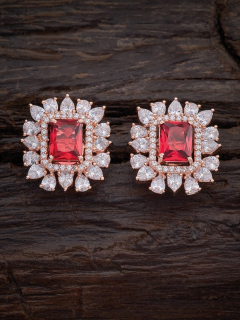 

Kushal's Fashion Jewellery Rose Gold-Plated Square Studs Earrings