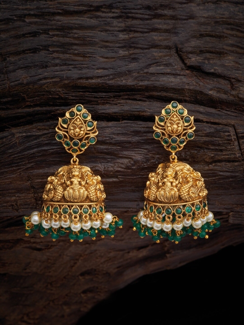 

Kushal's Fashion Jewellery Green Dome Shaped Jhumkas